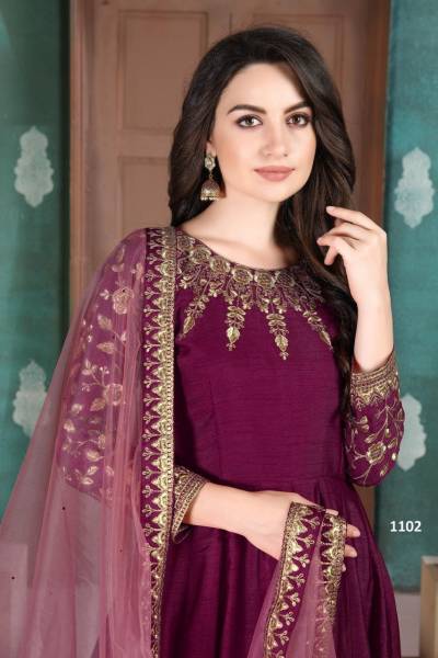 Aanaya Vol 111 By Twisha Designer Function Wear Silk Lown Gowns